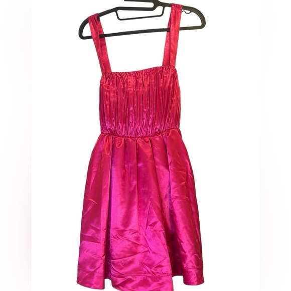 NWT Maeve by Anthropologie Pink Bow-Tie Satin Mini Dress Women’s size US 4 - Picture 14 of 16